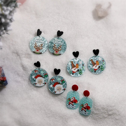Christmas Earrings Christmas Old Man Bell Snowman Earrings Studs