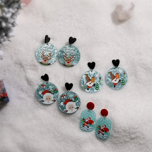 Christmas Earrings Christmas Old Man Bell Snowman Earrings Studs