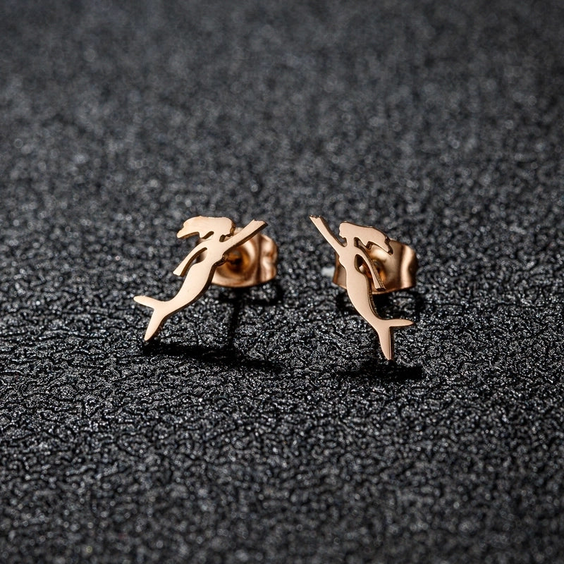 1 Pair French Style Modern Style Sweet Clouds Dolphin Skates Polishing Plating 304 Stainless Steel 18K Gold Plated Ear Studs