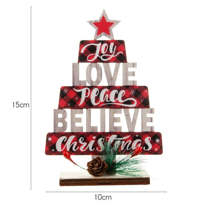 Christmas Minimalist Classic Style Christmas Tree Letter Wood Daily Festival Ornaments Decorations Table Decoration