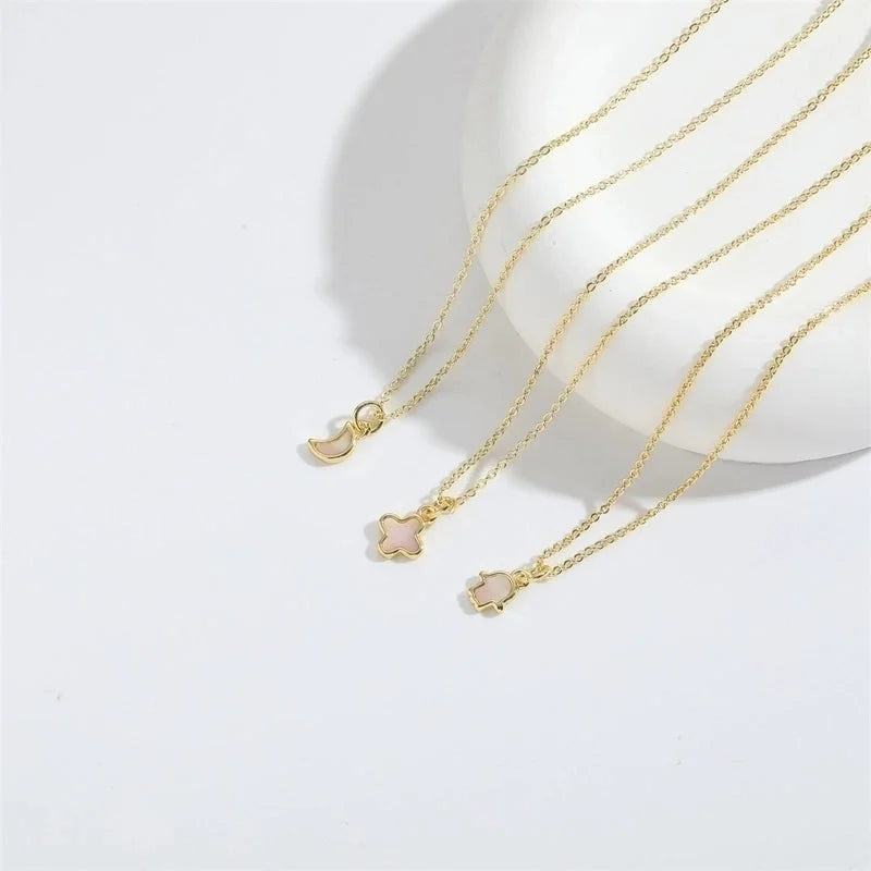 Copper 14K Gold Plated Palm Pendant Necklace