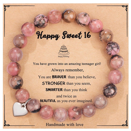 New Natural Stone Beaded Bracelet Birthday Christmas Gift Emperor Stone Powder Zebra Bracelet