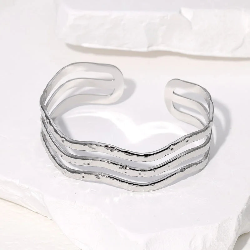 Stripe Stainless Steel Electroplating Bangles