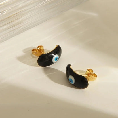 Y2K Sweet Devil's Eye Enamel Copper 18K Gold Plated Ear Studs