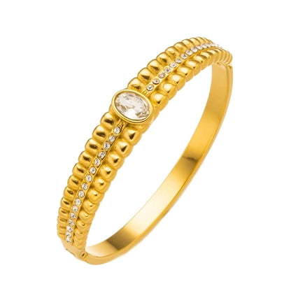 Elegant Letter Heart Shape Flower Titanium Steel Bangle