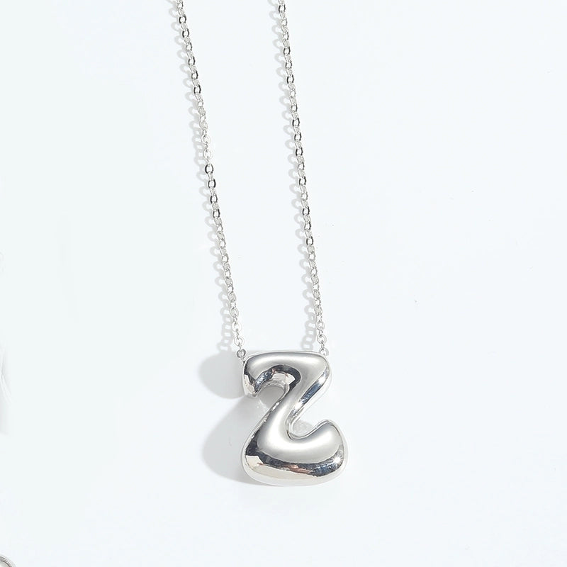 Copper White Gold Plated Letter Pendant Necklace