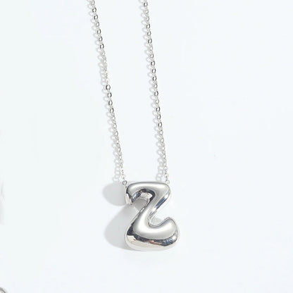 Copper White Gold Plated Letter Pendant Necklace