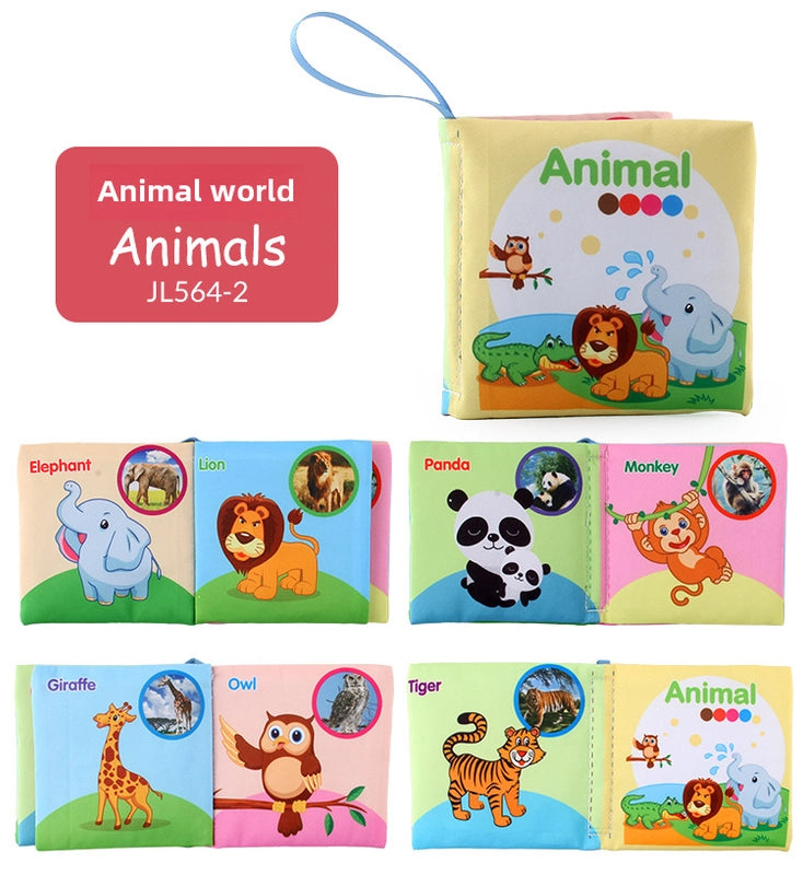 Hot Sale Enlightenment Early Education Baby Cloth Book English Animal Transport Cognitive Book Baby Cloth Book