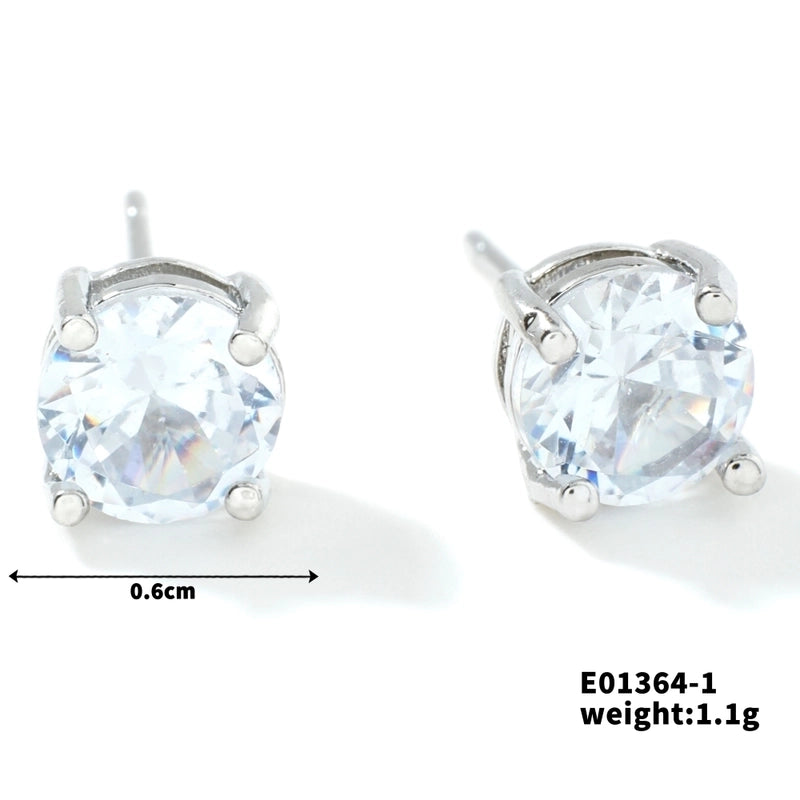 1 Pair Minimalist Geometric Plating Inlay Copper Glass K Gold Plated Rhodium Plated Ear Studs