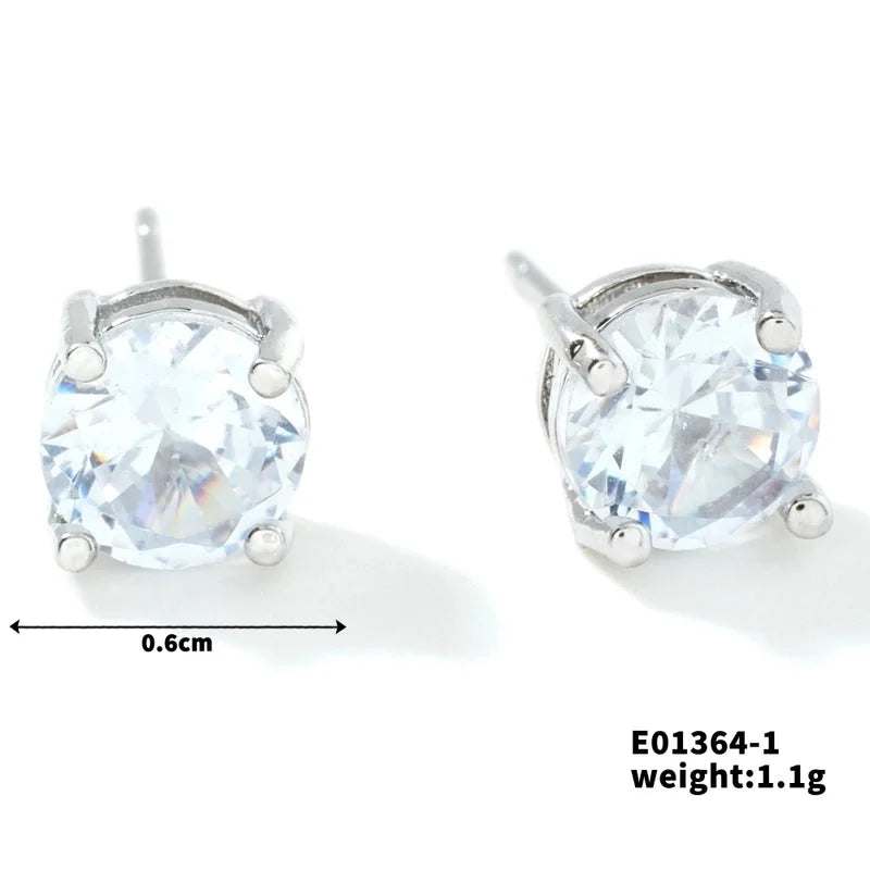 1 Pair Minimalist Geometric Plating Inlay Copper Glass K Gold Plated Rhodium Plated Ear Studs