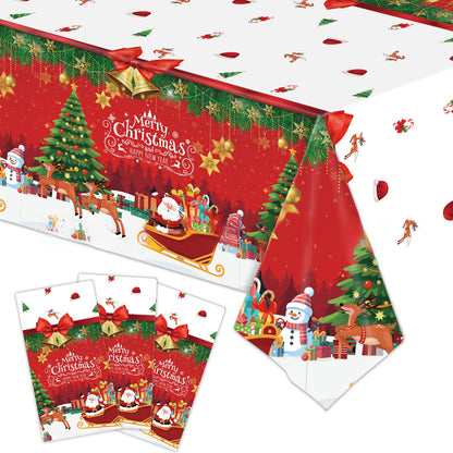 3 Pieces Christmas Tablecloth Holiday Party Tablecloth Christmas Tree Tablecloth Red And Green Christmas Theme Tablecloth Table Cover