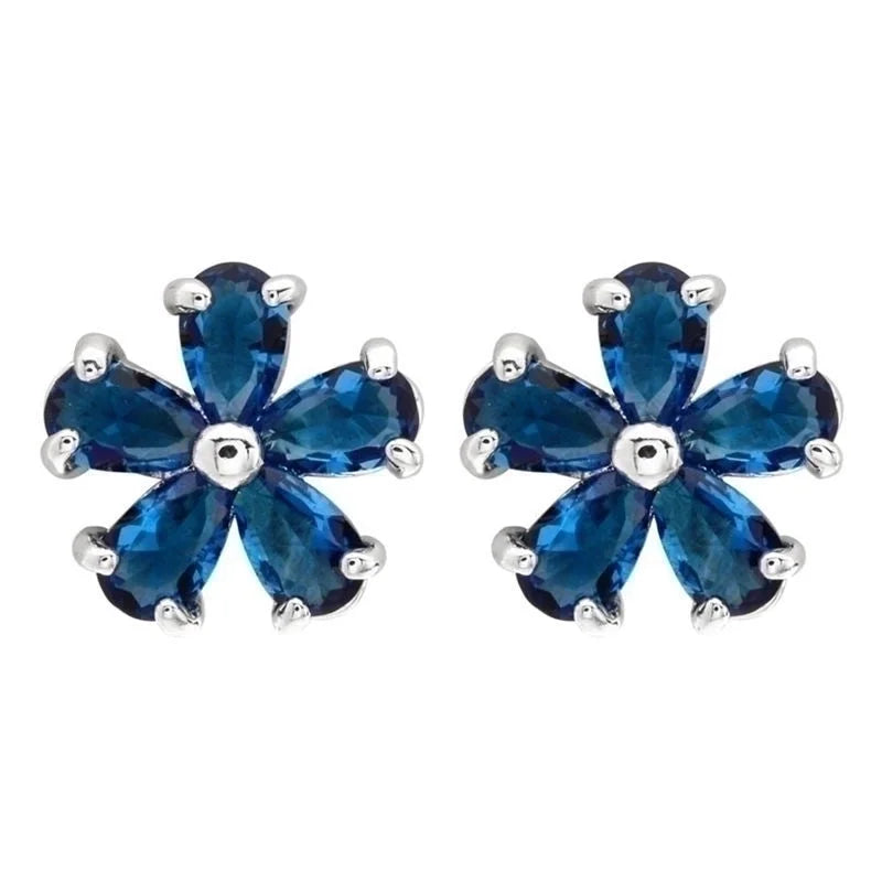 1 Pair Minimalist Flower Plating Inlay Copper Zircon White Gold Plated Ear Studs