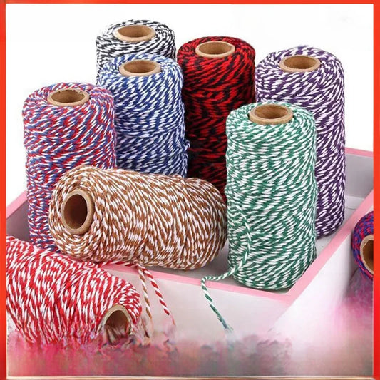 In Stock 2mm Two-color Cotton Thread DIY Hand-woven Tag Christmas Gift Packaging Special Rope Zongzi Tied Rope