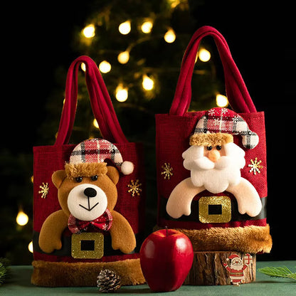 2 Pieces Christmas Eve Gift Bag Candy Gift Bag Plush Handbag Christmas Party Gift