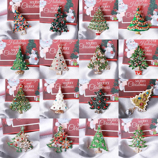 Fashion Pin Christmas Tree Alloy Inlay Rhinestones Women'S Brooches