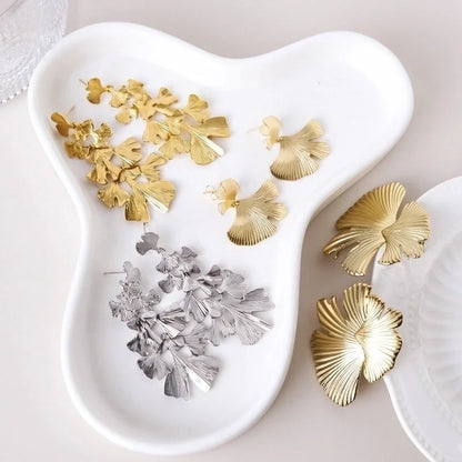 1 Pair Minimalist Classic Style Leaves Plant Ginkgo Leaf Plating 304 Stainless Steel 14K Gold Plated Drop Earrings