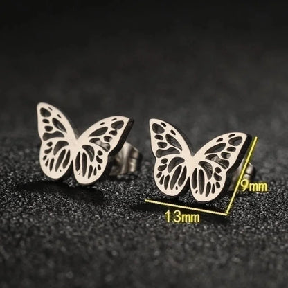 1 Pair Minimalist Butterfly Plating Hollow Out 304 Stainless Steel 18K Gold Plated Ear Studs