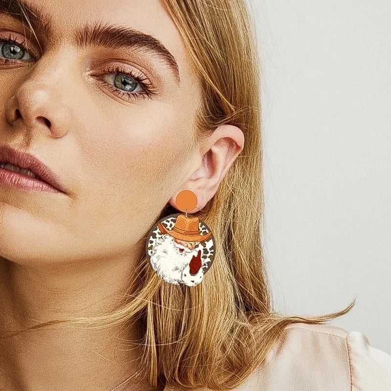 1 Pair Cartoon Style Cartoon Character Printing Wood Drop Earrings