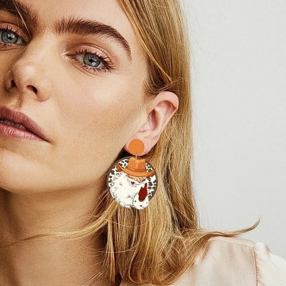 1 Pair Cartoon Style Cartoon Character Printing Wood Drop Earrings