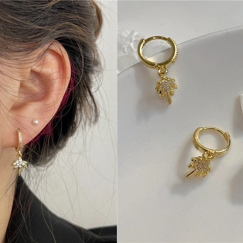 1 Pair Modern Style Korean Style Moon Heart Shape Butterfly Inlay Brass Zircon Drop Earrings