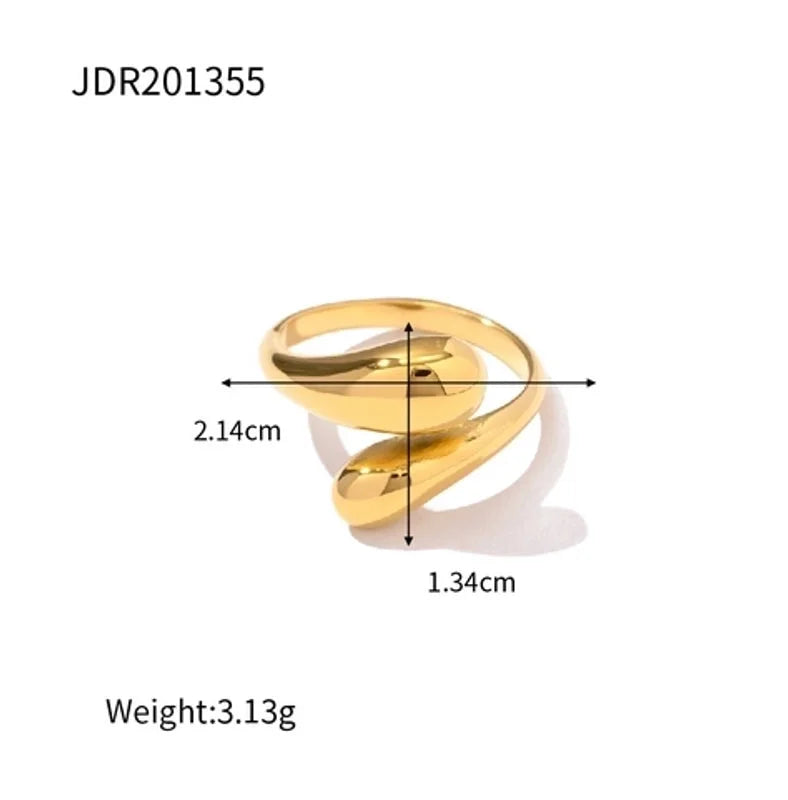 IG Style Geometric 304 Stainless Steel Artificial Pearls Zircon 18K Gold Plated Inlay Open Rings Rings
