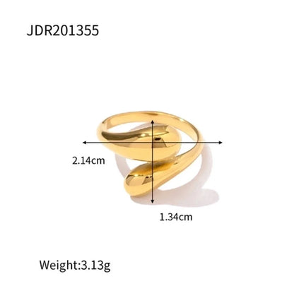 IG Style Geometric 304 Stainless Steel Artificial Pearls Zircon 18K Gold Plated Inlay Open Rings Rings