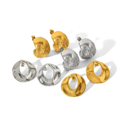 1 Pair IG Style Modern Style Geometric Heart Shape Plating 304 Stainless Steel 18K Gold Plated Ear Studs