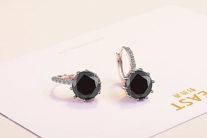 1 Pair Lady Solid Color Inlay Copper Rhinestones Hoop Earrings