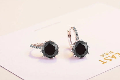 1 Pair Lady Solid Color Inlay Copper Rhinestones Hoop Earrings