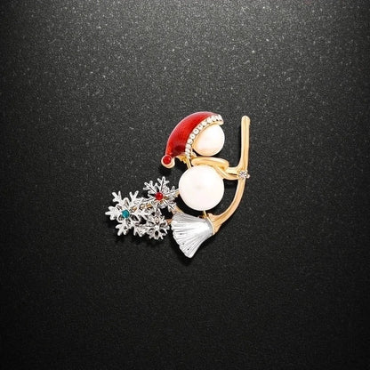 2 Pieces Ethnic Style Pin Christmas Tree Letter Wreath Imitation Pearl Alloy Rhinestone Enamel Unisex Brooches
