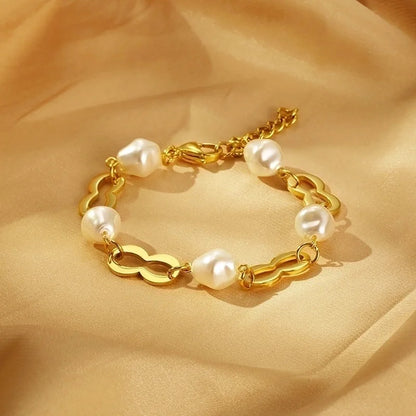 Minimalist Round 304 Stainless Steel Resin 18K Gold Plated Bracelets In Bulk