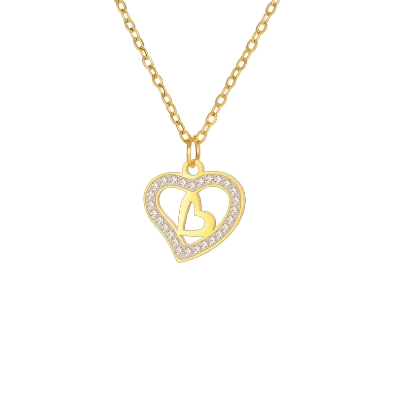 Elegant Heart Shape 304 Stainless Steel Plating Pendant Necklace