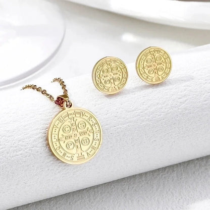 Vintage Style Geometric 304 Stainless Steel 18K Gold Plated Plating Earrings Necklace