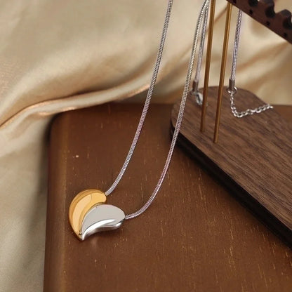 Elegant Minimalist Heart Shape Titanium Steel 18K Gold Plated Plating Earrings Necklace