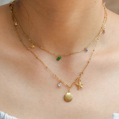 Hip-Hop Hawaiian Romantic Starfish Conch 304 Stainless Steel Pendant Necklace