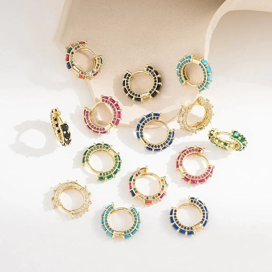 1 Pair Minimalist Geometric Copper Zircon Hoop Earrings