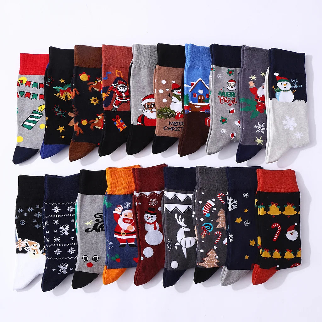 10 Pairs Haichin Christmas Mid-calf Socks For Men Trendy Brand Christmas Socks For Women Santa Claus Trendy Socks