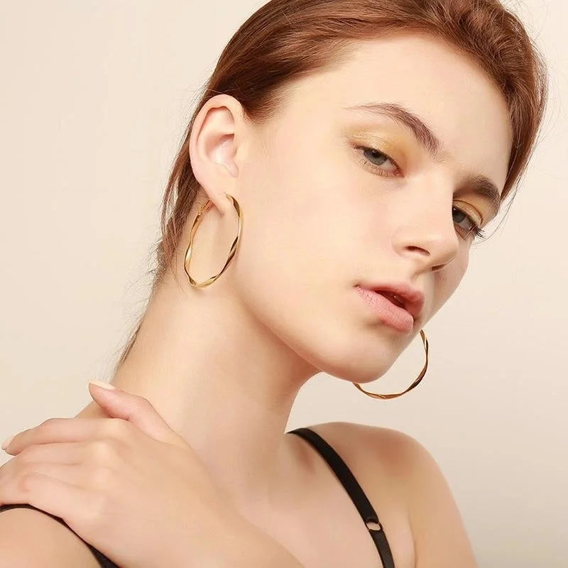 1 Pair Minimalist Circle Plating 304 Stainless Steel Stainless Steel Earrings