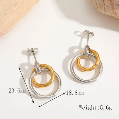 1 Pair Casual Basic Minimalist Irregular Round Heart Shape Mixed Metal 304 Stainless Steel 18K Gold Plated Ear Studs