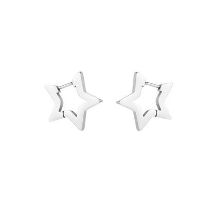 1 Pair Commute Pentagram Heart Shape Polishing Plating Stainless Steel 18K Gold Plated Earrings