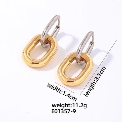 1 Pair Elegant Hip-Hop Vintage Style Geometric Oval Polishing Plating 304 Stainless Steel Titanium Steel Gold Plated Silver Plated Drop Earrings