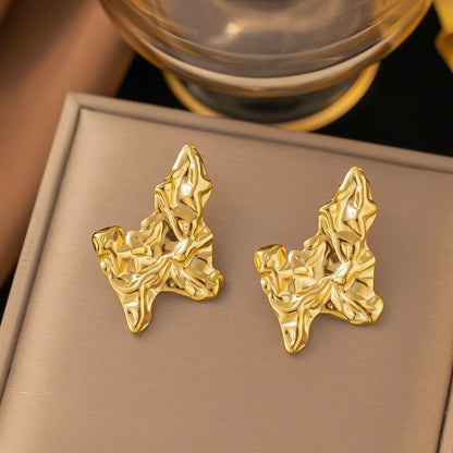 1 Pair Casual Minimalist Geometric Pleated Titanium Steel Ear Studs