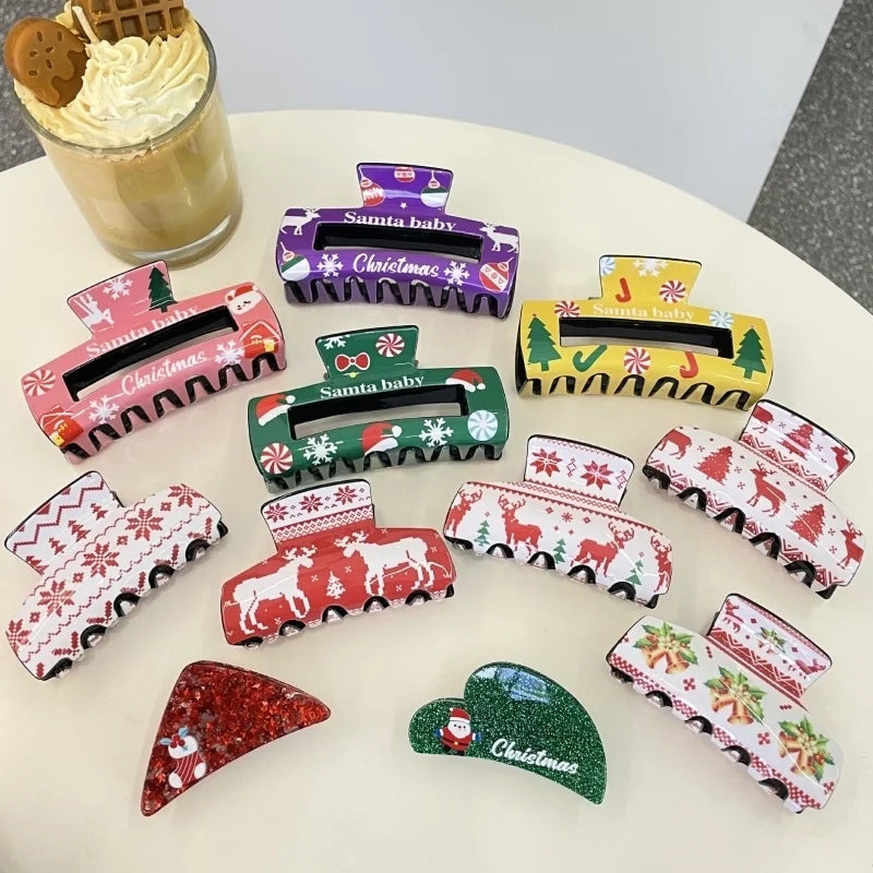 Christmas Cute Women's Christmas Hat Letter Snowflake Arylic Hair Claws