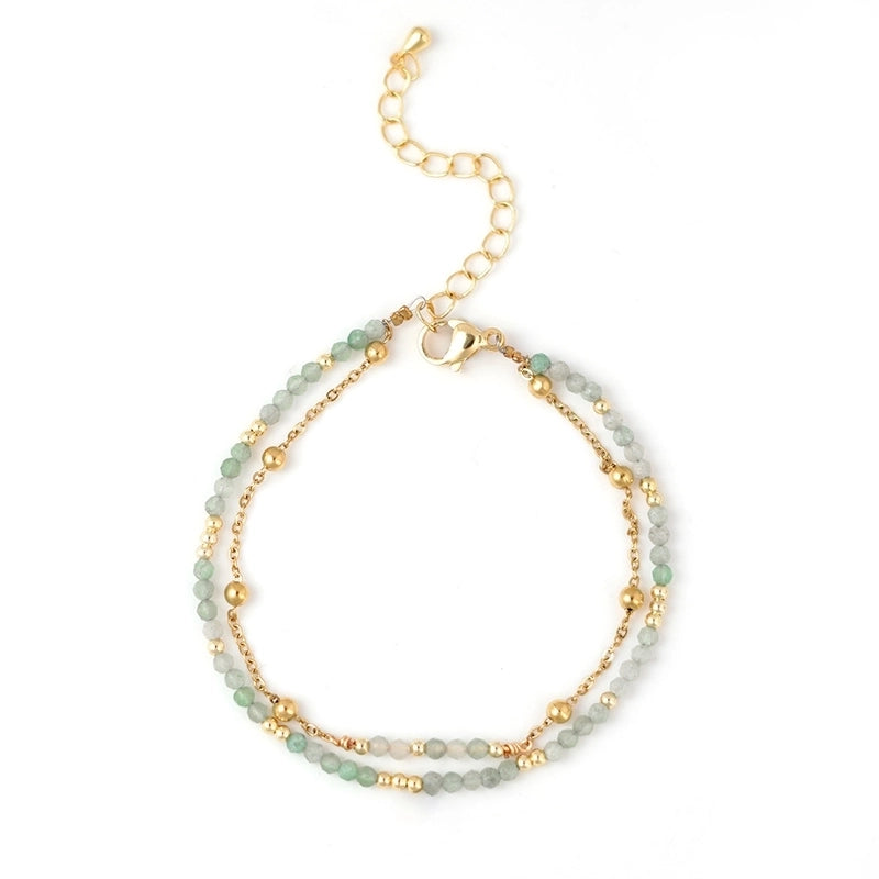 Elegant Geometric 304 Stainless Steel Semi-precious Stone Bracelets In Bulk