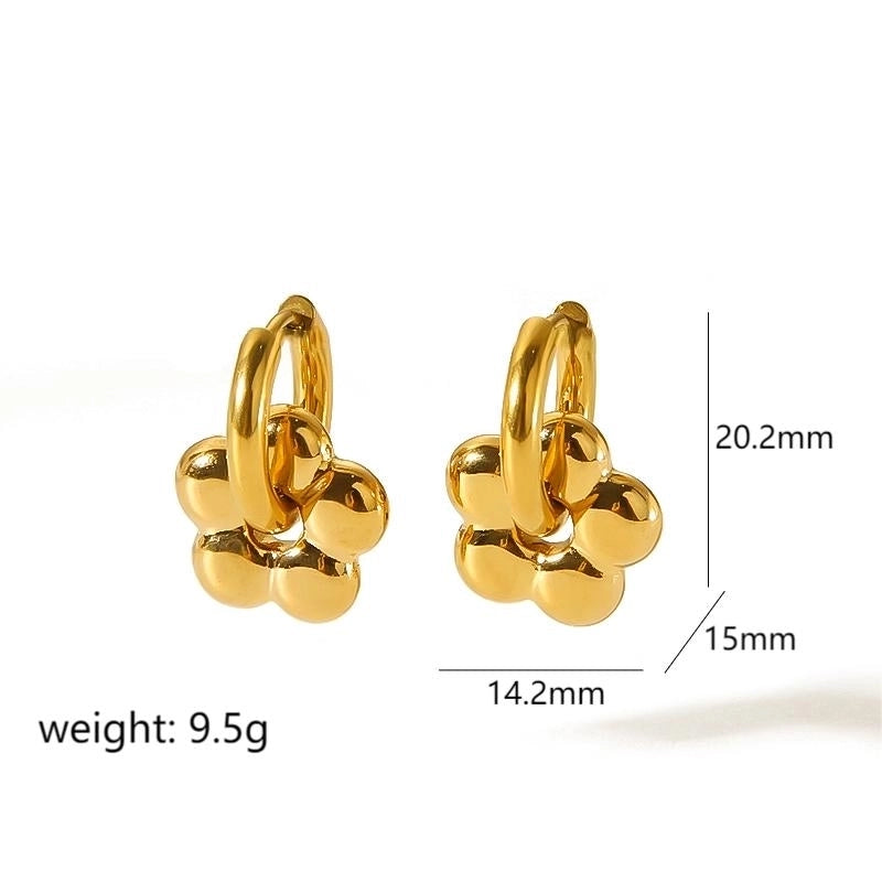 1 Pair Retro French Style Star Moon Flower Polishing 304 Stainless Steel 18K Gold Plated Drop Earrings