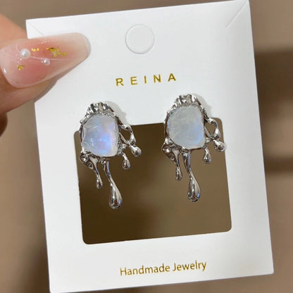 1 Pair Fashion Leaf Flower Bow Knot Imitation Pearl Alloy Rhinestones Earrings