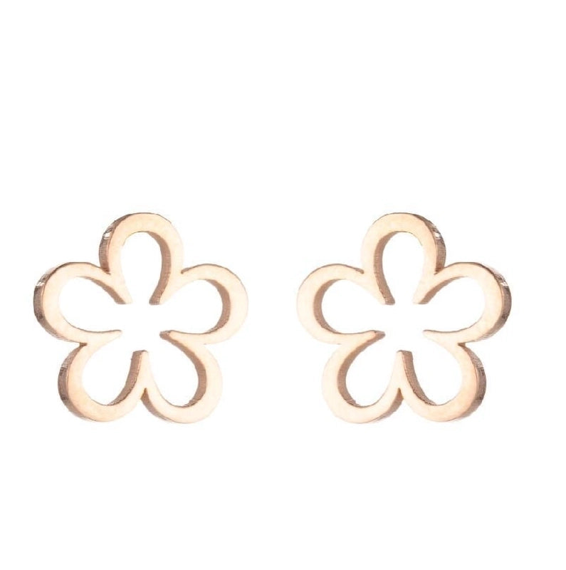 1 Pair Fashion Heart Shape Flower Plating 304 Stainless Steel 18K Gold Plated Stainless Steel Earrings