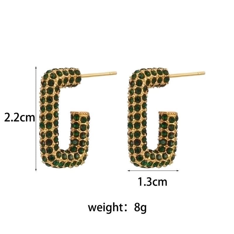 1 Pair Fashion Geometric Plating 304 Stainless Steel Zircon 18K Gold Plated Earrings