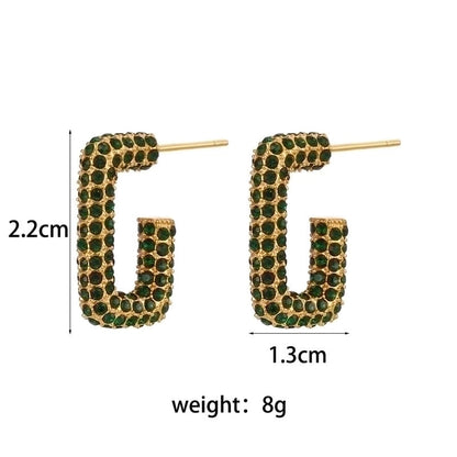 1 Pair Fashion Geometric Plating 304 Stainless Steel Zircon 18K Gold Plated Earrings
