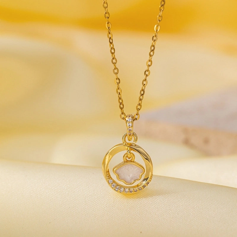 Titanium Steel Copper Plating Heart Shape Flower Bow Knot Pendant Necklace